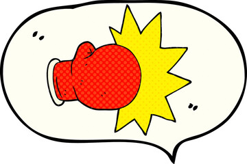 freehand drawn comic book speech bubble cartoon boxing glove