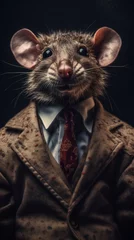 Little mouse or rat dressed in a suit with a nice tie. Fashion portrait of an anthropomorphic animal posing with a charismatic human attitude © mozZz