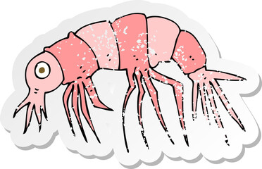 retro distressed sticker of a cartoon shrimp