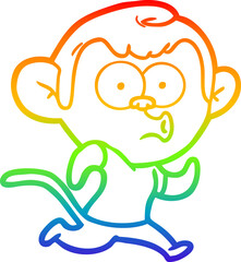 Obraz premium rainbow gradient line drawing of a cartoon hooting monkey