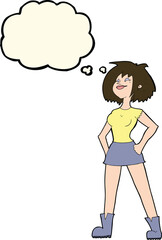 cartoon capable woman with thought bubble