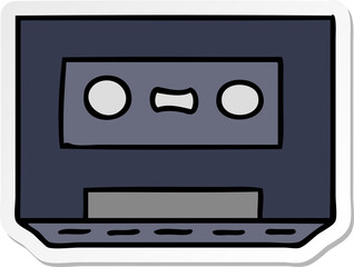 hand drawn sticker cartoon doodle of a sticker cassette tape
