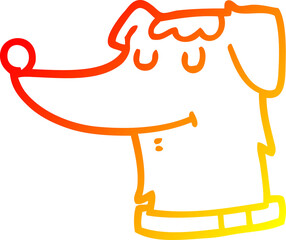 warm gradient line drawing of a cartoon dog