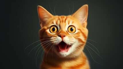 Surprised orange senior feline,PPT background