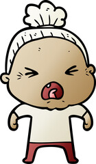 cartoon angry old woman