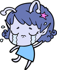 cartoon crying alien girl