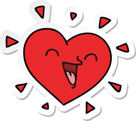 sticker of a quirky hand drawn cartoon happy heart