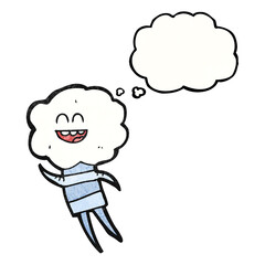 freehand drawn thought bubble textured cartoon cute cloud head creature