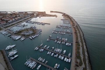 Aerial view of the port of Marina di Pisa Tuscany