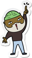 sticker of a cartoon happy bearded man