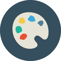 palette with paints and brushes