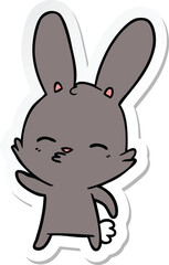 sticker of a curious bunny cartoon