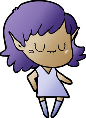 happy cartoon elf girl wearing dress