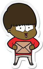 sticker of a cartoon happy boy