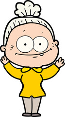 cartoon happy old woman