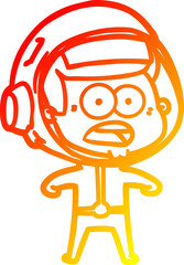 warm gradient line drawing of a cartoon surprised astronaut