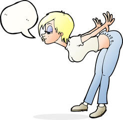 cartoon sexy woman with speech bubble