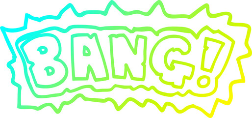 cold gradient line drawing of a cartoon word bang