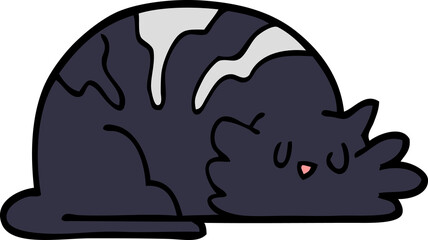 cartoon doodle sleepy cat