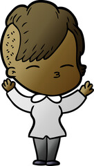 cartoon squinting girl