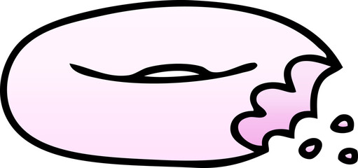 gradient shaded quirky cartoon bitten donut