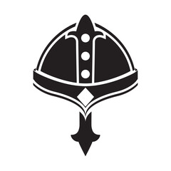 Naklejka premium Silhouette of a medieval helmet icon Vector
