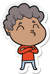 sticker of a cartoon man pouting