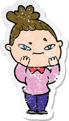 distressed sticker of a cartoon woman