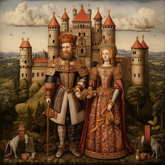 Tudor Period - King & Queen - obrazy, fototapety, plakaty