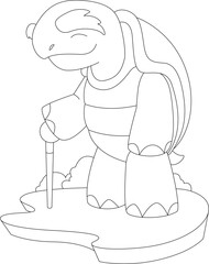 Turle Pensioner Walking stick Animal Vector Graphic Art Illustration