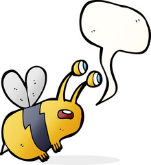 cartoon frightened bee with speech bubble