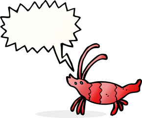 cartoon shrimp with speech bubble