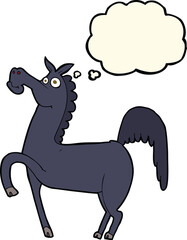 funny cartoon horse with thought bubble