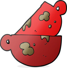 freehand drawn cartoon stack of dirty coffee cups