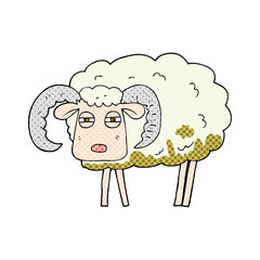 freehand drawn cartoon ram covered in mud