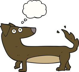 freehand drawn thought bubble cartoon dog