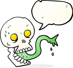 freehand drawn speech bubble cartoon spooky halloween skull