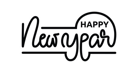 Happy New Year. Vector illustration Calligraphy inscription handwritten text. Great for New Year celebrations through banners, posters, cards, and flyers	
