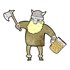 freehand textured cartoon drunk viking