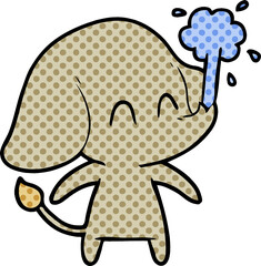 cute cartoon elephant spouting water