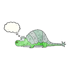 freehand drawn thought bubble textured cartoon dinosaur