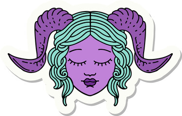 sticker of a tiefling character face