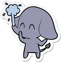 sticker of a cute cartoon elephant spouting water