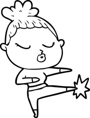 cartoon calm woman