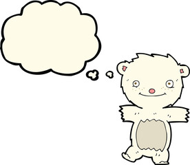 cartoon polar bear cub with thought bubble
