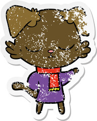 distressed sticker of a cute cartoon dog