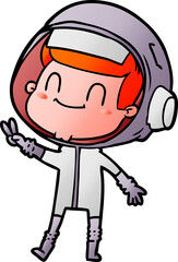 happy cartoon astronaut