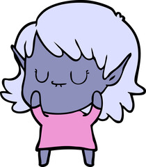 happy cartoon elf girl wearing dress