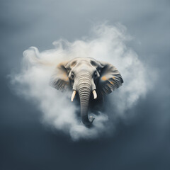 Elephant in the clouds.Minimal concept.