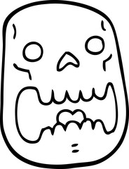 line drawing cartoon halloween skull